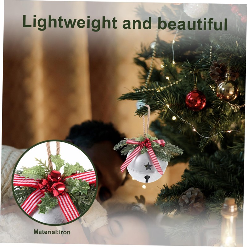 FUNOMOCYA Christmas Bells Large Iron Crafted Bells for Tree Decor