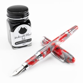 Monteverde USA Mountain of the World Fountain Pen Gift set (Ruby) Medium Nib + Bottled Ink - Luxury Pen for Men & Women, Graduates, Executives, and Gifting