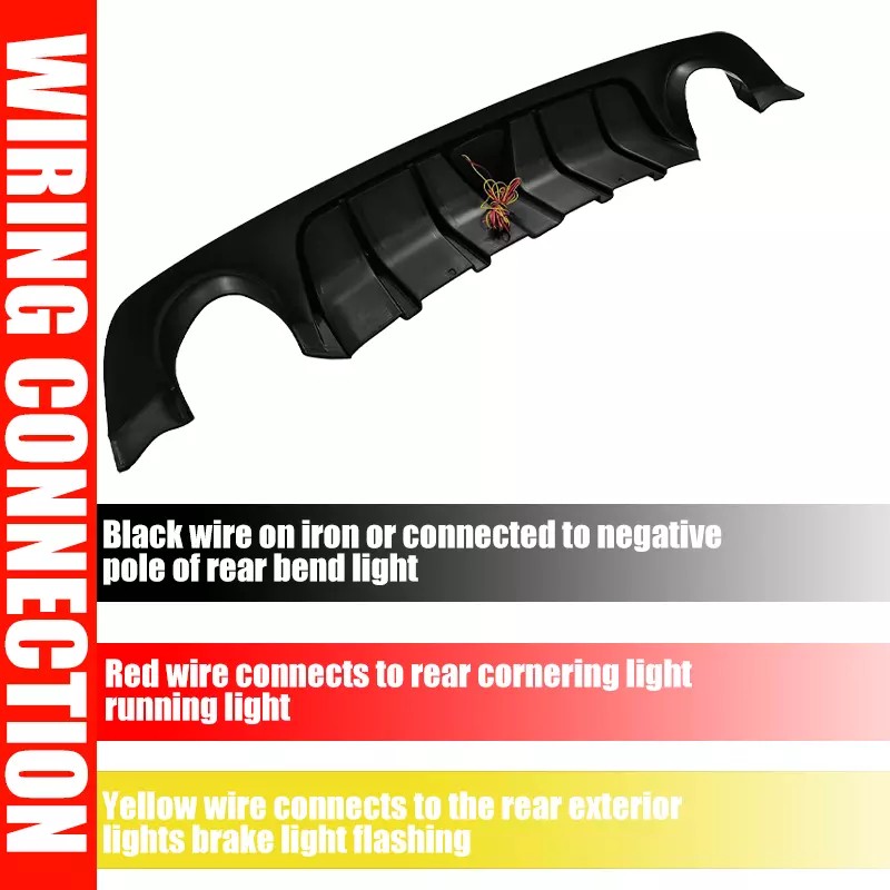 WenQi Rear Lower Diffuser Lip W/Light LED For Infiniti Q50