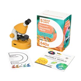 DISCOVERY Micro Solar Educational Microscope for Kids and Beginners with Colorful Book in English in the Kit, Orange