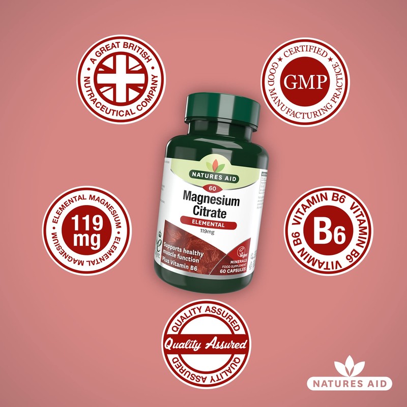 Natures Aid Magnesium Citrate 750 mg Capsules with Vitamin B6,