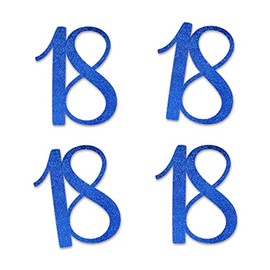 Blue Glitter 18 Cut-Out Numbers, 18th Birthday Party Anniversary Decorations DIY Essentials