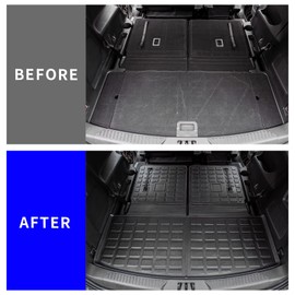 Rongtaod Cargo Mat Compatible with 2020-2025 2026 Ford Explorer 6&7 Passenger Cargo Liner Trunk Mat Back Seat Cover Protector Upgrade 2024 Explorer Accessories (Trunk Mat with Backrest Mat)