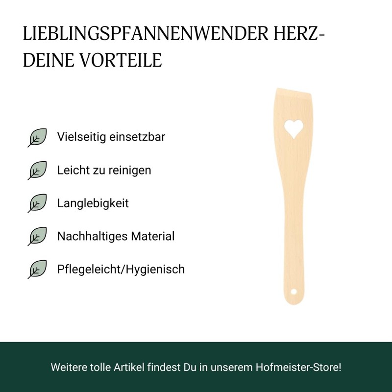 Wooden Spatula with Heart Design 30 cm