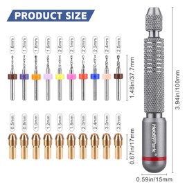HobbyPark Hand Drill Bits Set - 10Pcs Metal Mini Pin Vise Hand Drill Bits & 10Pcs Micro Chuck Collet for RC Model Repairing Wood Craft Jewelry Making Carving Resin Twisting