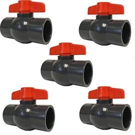 (5 Pack) ERA Sch 80 PVC 1/2 Inch Compact Ball Valve, Socket x Socket, EPDM Seal, 150 PSI Pressure Tested, Max Temp 140°F, Ideal for Water Supply, Irrigation, and Wastewater Systems