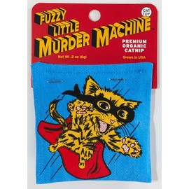 Blue Q Fuzzy Little Murder Machine Catnip Cat Toy. Premium Organic Catnip Grown in The USA, 100% Cotton Pouches, Kitty Graphics Sure to Delight Every Cat-Keeper.