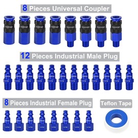 YOTOO Universal Air Coupler and Industrial Plug Kit, 29 Pcs Durable Aluminum Quick Connect Air Hose Fittings, Lightweight for Air Tools, Air Compressor Accessroies and air compressor attachments, Blue
