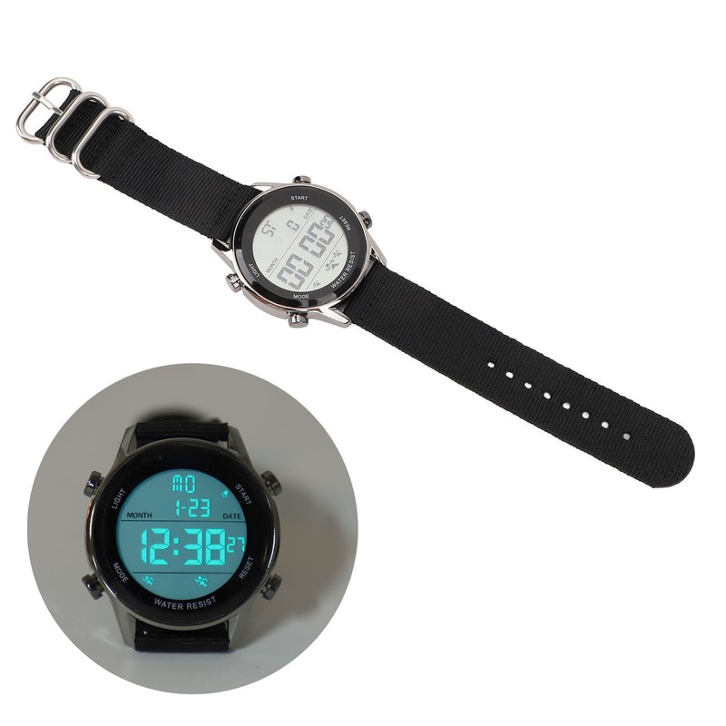 Men Digital Sports Watch Waterproof Alarm Countdown Dual Time Zone