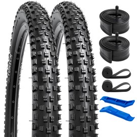 YUNSCM 2-PCS 26" Bike Tires 26x2.35/60-559 60TPI Nylon Antipuncture Protection and 26" Bike Tubes Compatible with Mountain/Off Road 26x2.30 26x2.35 26x2.40 Bicycle Tires and Tubes (Y-563)