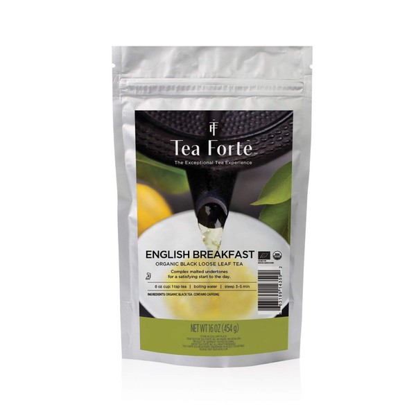 Tea Forté, Tea Forté English Breakfast (Organic Black Tea), 1 libras
