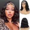 mcriley Headband Wig Short Wavy Bob Wigs for Black Women