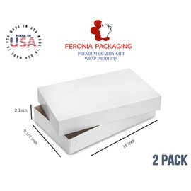 Feronia Packaging Apparel Boxes 2 Pack Men Shirt Box Women Dress Boxes Premium Gift Wrap and Art Supplies for Birthdays, Holidays, or Presents (White)