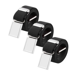 Boy Kids Magnetic Buckle Belt - Adjustable Elastic Child Belts for Girls, 3 Pieces (Black)