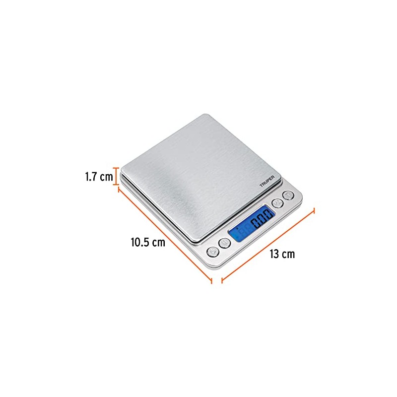 Truper BASE-05B, Báscula digital de precisión capacidad 500g apagado automático