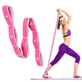 1 pcs Stretching Strap with Loops, Abeillo Elastic Yoga Straps for Stretching Equipment, Stretch Band for Physical Therapy, Yoga, Pilates,Dance, Gymnastics Exercise and Flexibility