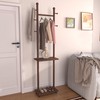 PZDJUMO Solid Wood Coat Rack Clothes Rack with Wheels &
