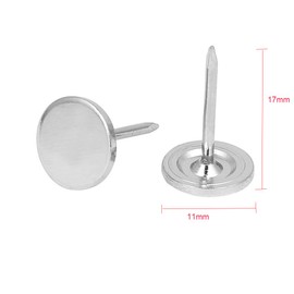 Sydien 11mm Dia Flat Head Upholstery Nails Decorative Furniture Tack 200 Pcs (Silver Tone 11x17mm)