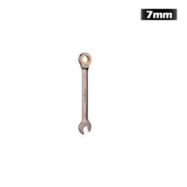 HORUSDY Ratchet Spanner, 7MM Metric Wrench Ratcheting Combination Wrenches 72-Teeth, Cr-V Constructe Nickel Plating (One Piece 7mm)