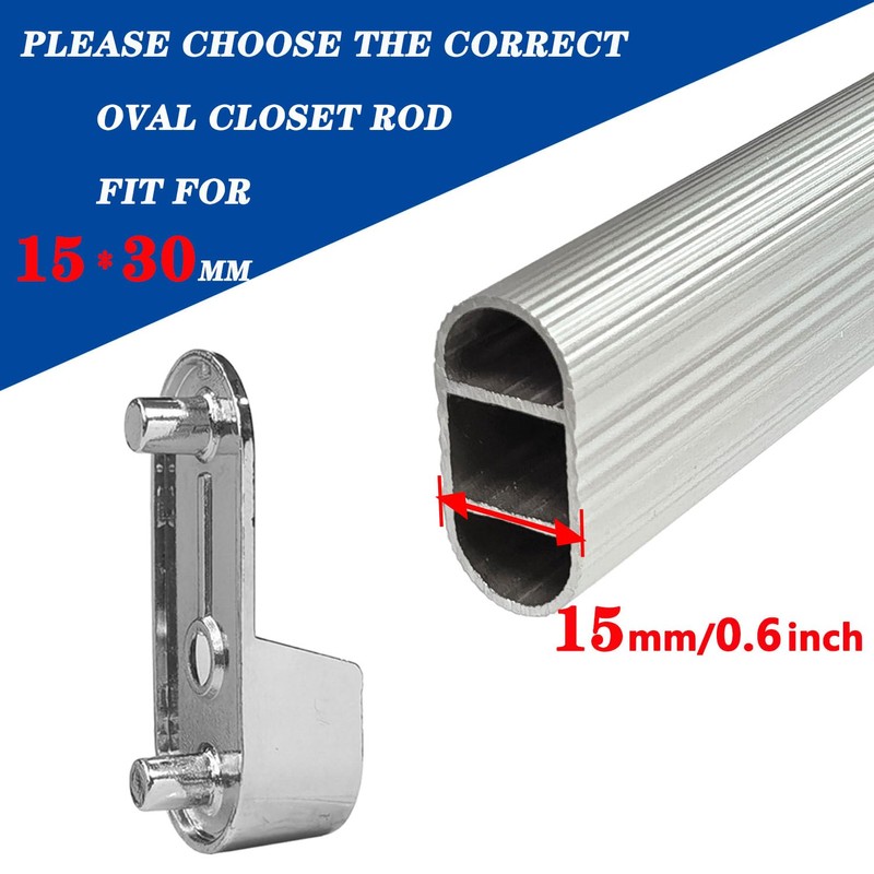 HDbonemu 15mm x 30mm Oval Closet Rod End Supports (Single