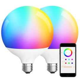 ILC G120 LED Large Globe Light Bulbs 15W, Compatible with Alexa Required Echo Device, Φ 4.72 inch, Color Changing, 150W Equivatlent, Color Temprature 4000k, CRI>95+, E26 Base (2 Pack)