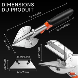 ANBOO Angle Scissors with Adjustable 45-135 Degree Angle, Precise Mitre Scissors for PVC Cords, Skirting Boards and Tile Edges, Includes 2 Spare Blades