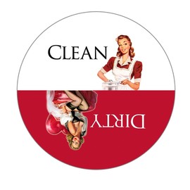 Big 3.5” Dirty Clean Dishwasher Magnet Ends Common Kitchen Problem. Adheres to Any Surface. Red and White.