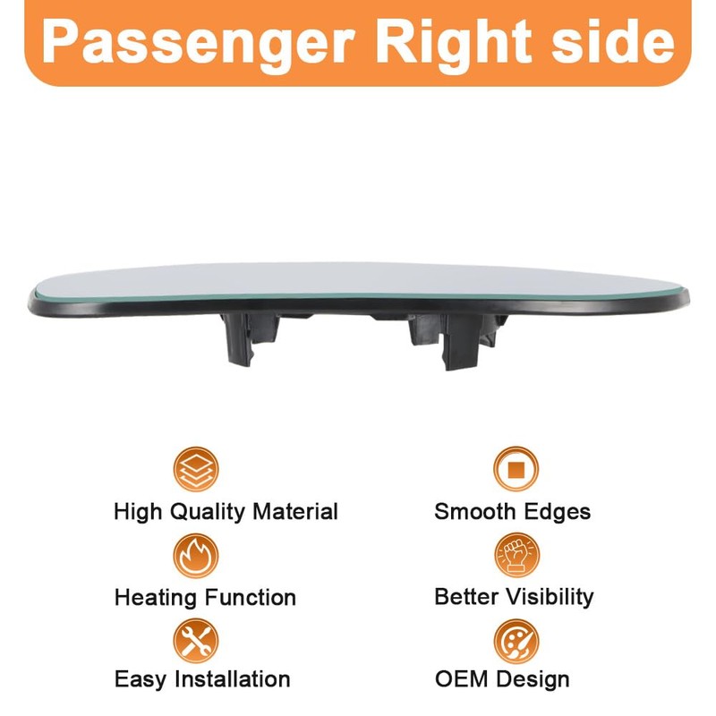 Senzeal Passenger Right Side Heated Lower Mirror Glass Replacement for