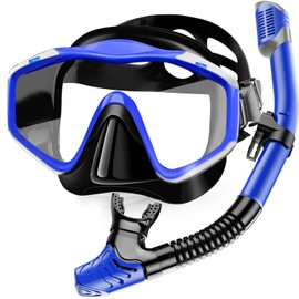 Dry Snorkel Mask Adult and Youth Professional Snorkeling Suit, 180° Anti-Fog Panoramic Goggles, Diving Mask, Full Dry Snorkel Swimming
