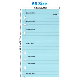 A6 6-Hole Loose-leaf paper/Planner inserts/Binder paper/Refill paper/Ring-bound paper/Punched paper. Compatible with A6 6-ring binder.Colorful.With horizontal lines.1 Piece (contains 50 sheets)
