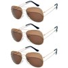 3 Pack Classic Aviator Brown Lens Sunglasses Gold Color Frame