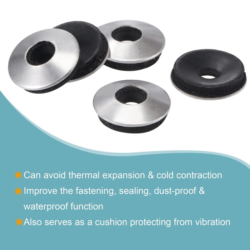 sourcing map Bonded Sealing Washers 12x4.2x2.8mm Stainless Steel EPDM Rubber