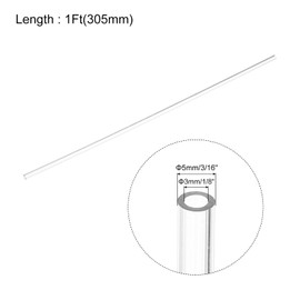 sourcing map 2pcs Clear Rigid Tubing Pipe 3mm(1/8") ID x 5mm(3/16") OD 1Ft(305mm) Round Plastic Polycarbonate Tube