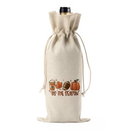 WRSUNT Tis the Season Fall Wine Bag Fall Thanksgiving Gifts for Women Men Autumn Pumpkin Gift for Colleague Friends Autumn Themed Wine Bag Gifts Ideas