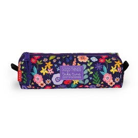 Legami - My Pencil Case, Flowers, Zip Closure, Recycled Plastic, Durable, Large, Practical, for School, Office, 22 x 6 cm, Purple, Contemporary