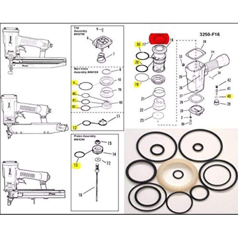 Greatshow 904689 Nailer Head Valve Seal for Porter Cable FN250B