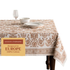 Maison d' Hermine Table Cloth Rectangle Table 100% Cotton 60 x 120 Inches Tablecloth Reusable Decorative Everyday Use for Dining Room, Farmhouse, Home, Party, Festive & Wedding - Allure
