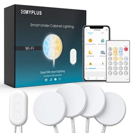MYPLUS Smart Under Cabinet Lights, Dimmable Puck Lights Compatible with Alexa and Google Home,WIFI Controlled Adjustable Color Temperatures and Smart CCT LED Light Fixture(2.75 inch-4PCS)