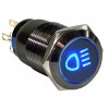 Xscorpion 19mm Marine Grade Black Stainless Steel Button BLUE LED Car FOG Light Switch US