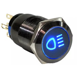 Xscorpion 19mm Marine Grade Black Stainless Steel Button BLUE LED Car FOG Light Switch US