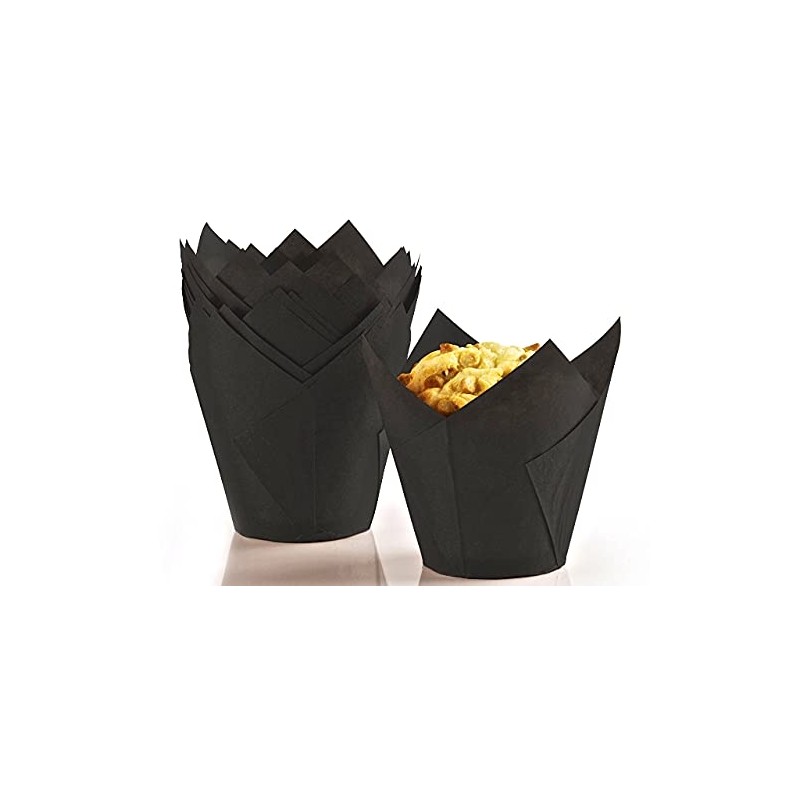 Bakerydirect 50 Standard Size Tulip Muffin Wraps Cases Colour Black