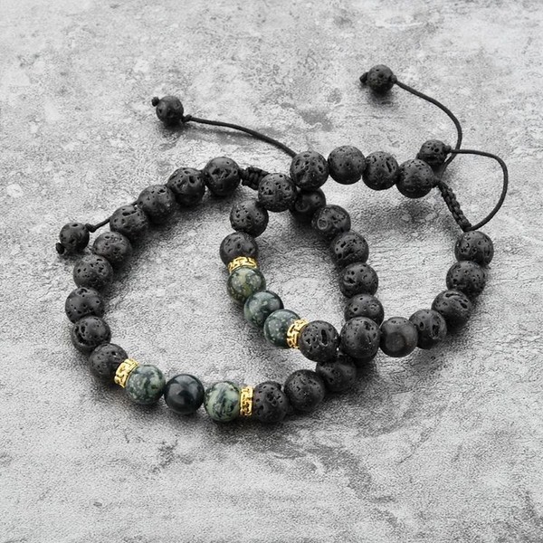 Mystiqs Kids & Adult Adjustable Lava Rock Beaded Camouflage Natural Stone Bracelet Essential Oil Diffuser for Aromatherapy Ideal for Anti-Stress or Anti-Anxiety