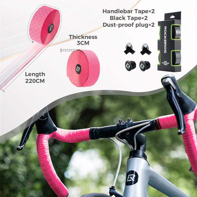 ROCKBROS Bike Handlebar Tape, 2 Rolls Bar Tape with End