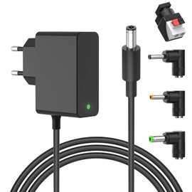 Newding DC Steckernetzteil 12V 2A Netzteil mit LED-Streifen Stecker 5.5x2.1mm 5.5x2.5mm 4.0x1.7mm 3.5x1.35mm Ladegerät Ladekabel Universal für CCTV Kamera WLAN-Router Laptops Adapter 24W