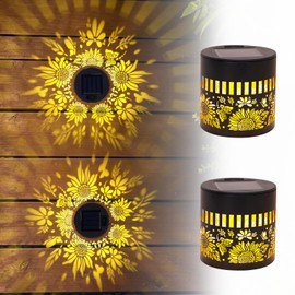 Lumoza 2 PCS Solar Fence Lights Outdoor, Metal Solar Powered Wall Deck Step Lights 2026 New Sunflower, Hanging LED Waterproof Decorative Lighting for Garden Patio Backyard Post Decor(Warm Light)