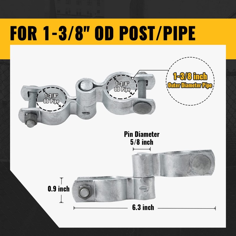 VIVIDA 1-3/8" Chain Link Fence Gate Hinge Kit, Include Female