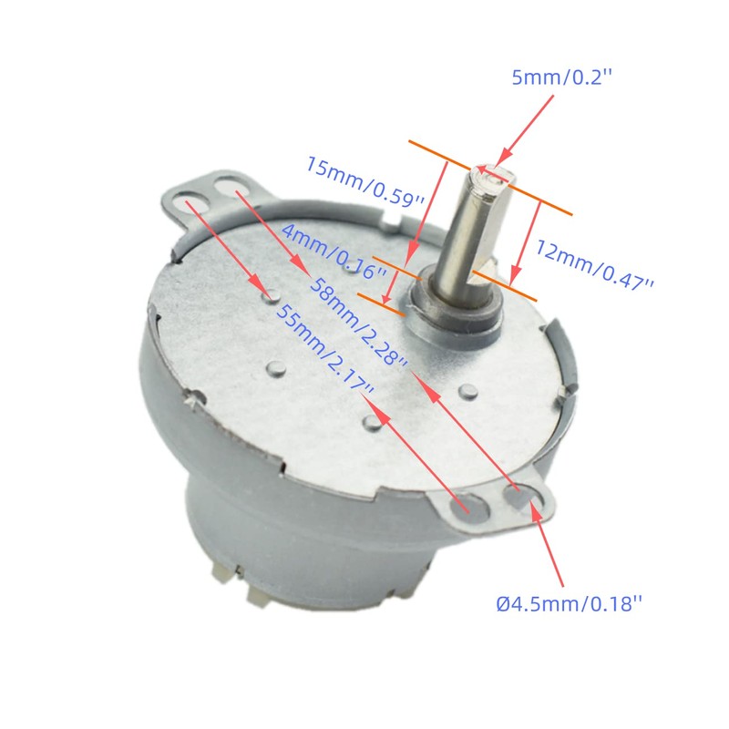 CHANCS DC 12V JS-50 10RPM D-Shaft CW/CCW Gear Synchro Motor