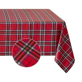 Romanstile Christmas Tablecloths Wipe Clean Red Green Gingham Xmas PVC Table Cloth 100% Waterproof and Wrinkle Resistant Oil Tablecloth for New Year Party Birthday Wedding,Square,137x137 cm (54x54 in)