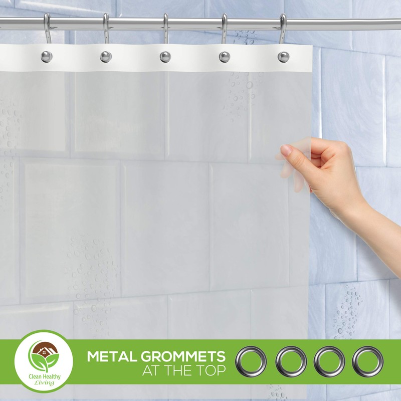 XL Heavy Duty PEVA Frost Shower Curtain Liner with Suction