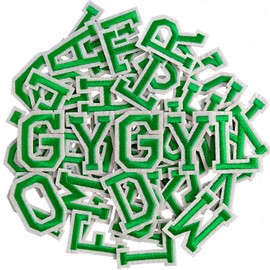 GYGYL 104 Pieces Iron on Letter Patches, Embroidered A-Z Letter Patches for Clothes, Dress, Hat, Socks, Jeans, DIY Accessories-2 Inch Green
